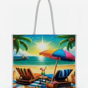 Beach Paradise Printed Tote Bag